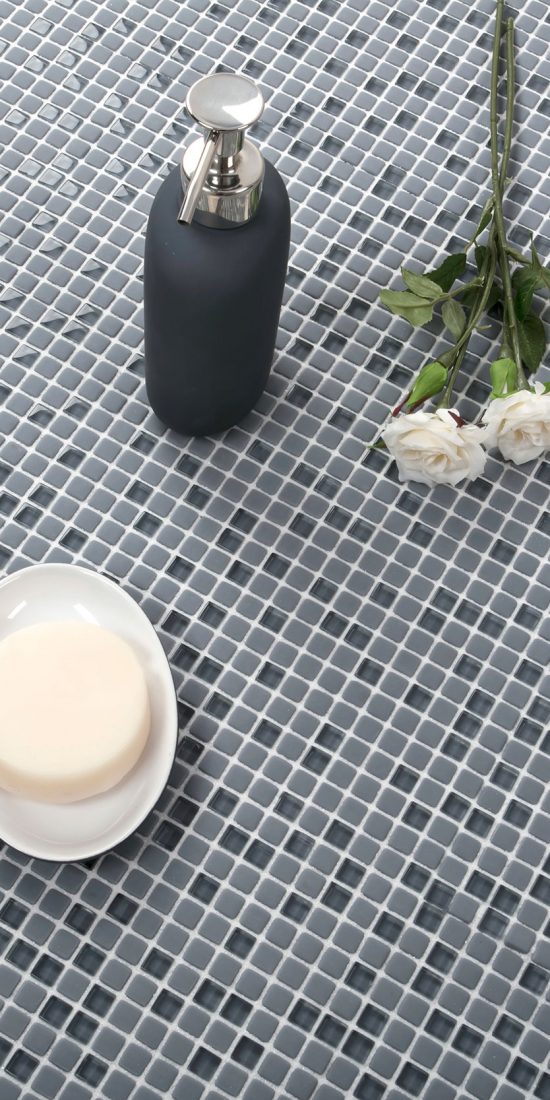 Carezza enamel glass mosaic tile backsplash