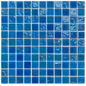 Monticello Iridescent Blue 1" x 1" Glass Grid Mosaic Wall & Floor Tile